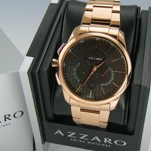 Azzaro Men's Legend Chrono Rose Gold-Tone Swiss ETA Retrograde Watch